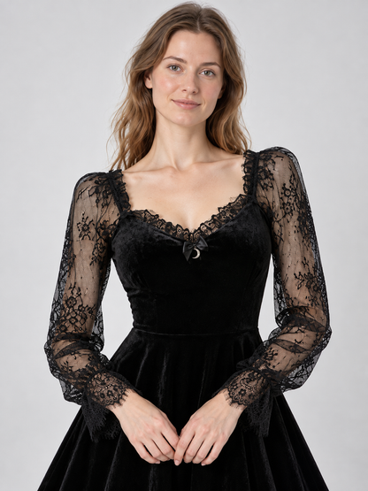 Black Lace Gothic Mini Dress