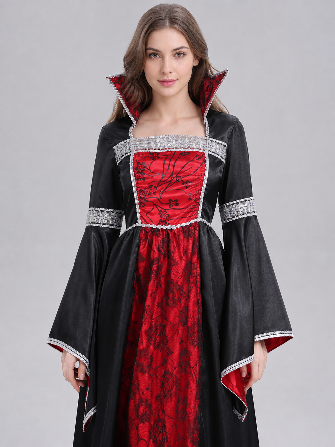 Gothic Dress with Cape, Patterns, and Pendant