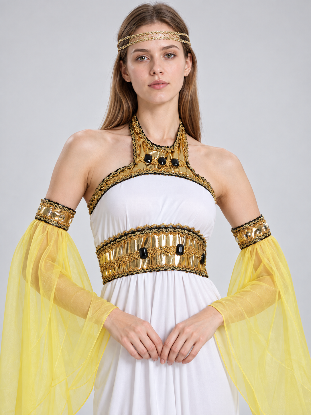 Carnival Costume with a White Dress and Yellow Sleeves Costume Dresses detail 2