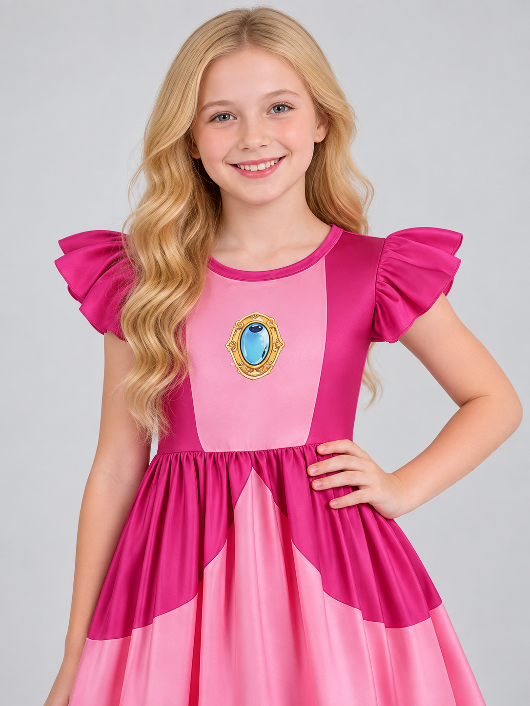 Kids' Costume Dress Pink and Raspberry with Emblem