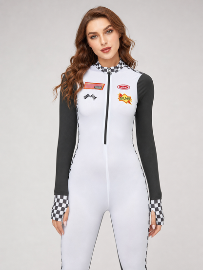 Racing Jumpsuit with Collar and Zipper product detail 2