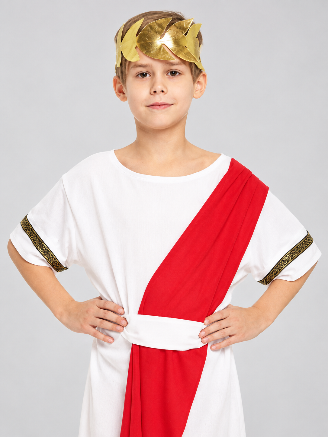 Kids' Roman Gladiator Carnival Costume with Wreath and Belt