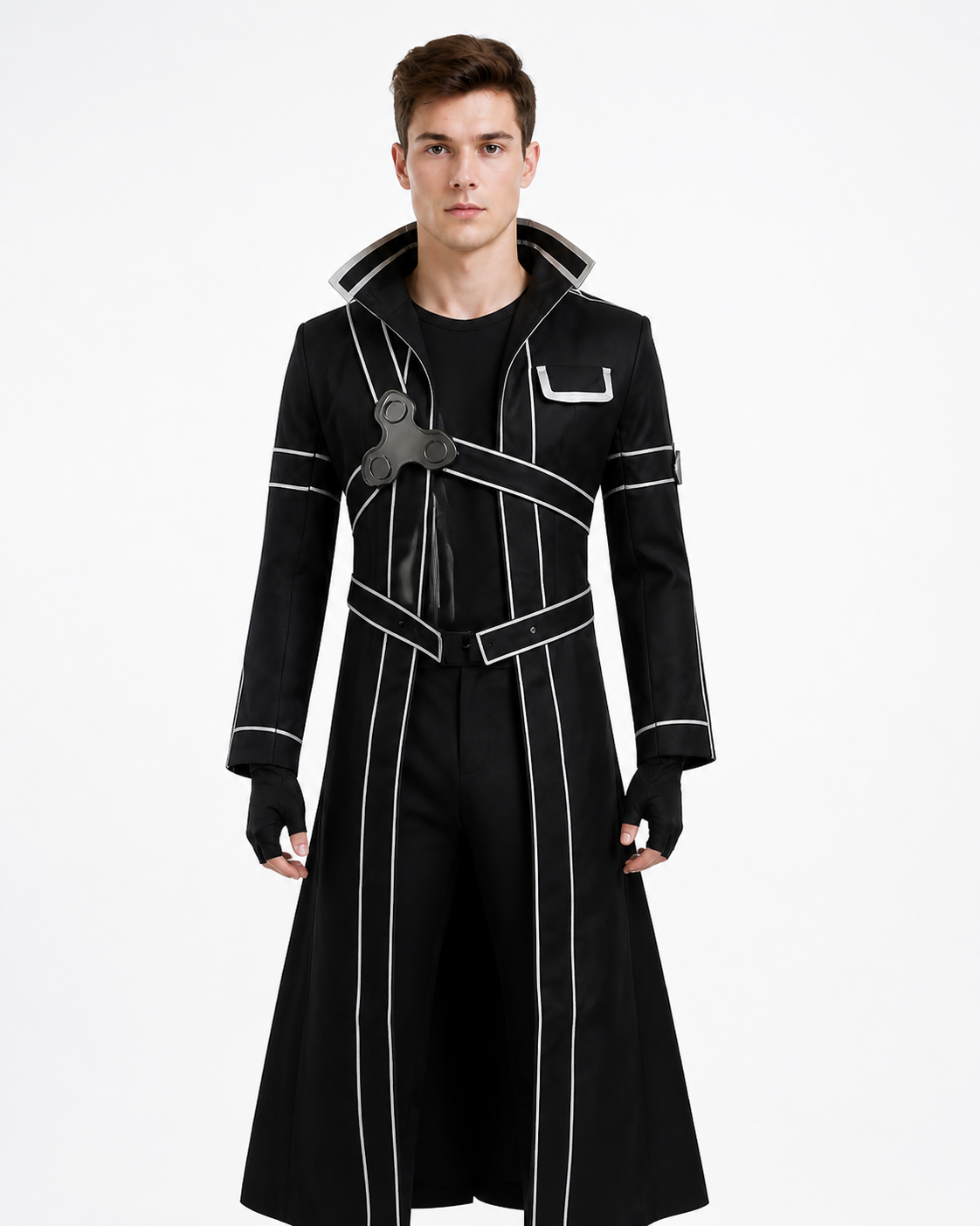 Black Cosplay Costume with White Crisscross Straps Costumes detail 3