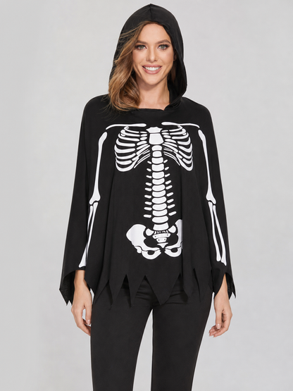 Costume Cape with Hood and Skeleton Print Costume Capes detail 3