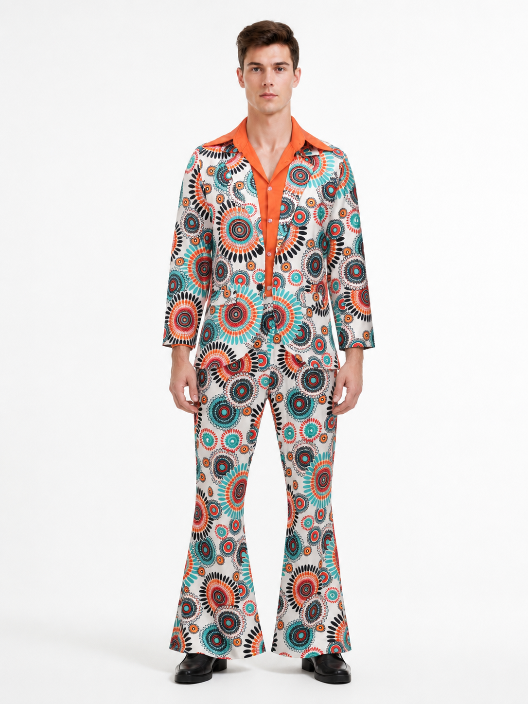 Jumpsuit with Geometric Print, Collar, and Flared Legs product detail 2