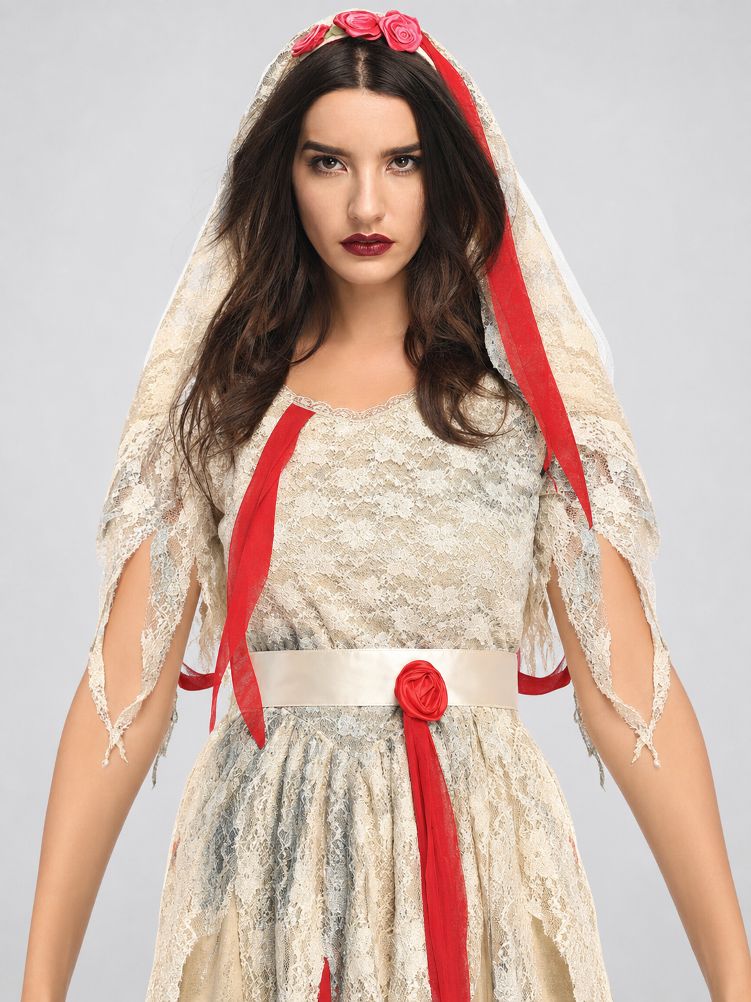 Vintage Halloween Dress with Cape and Veil