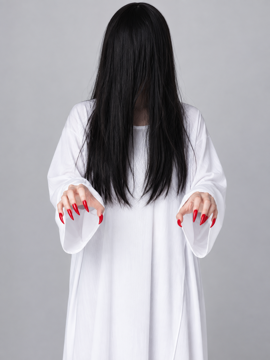 Halloween Costume White Long Robe with Sleeves