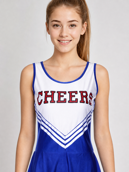 CHEERS Stage Dress, Blue and White Performance Dress