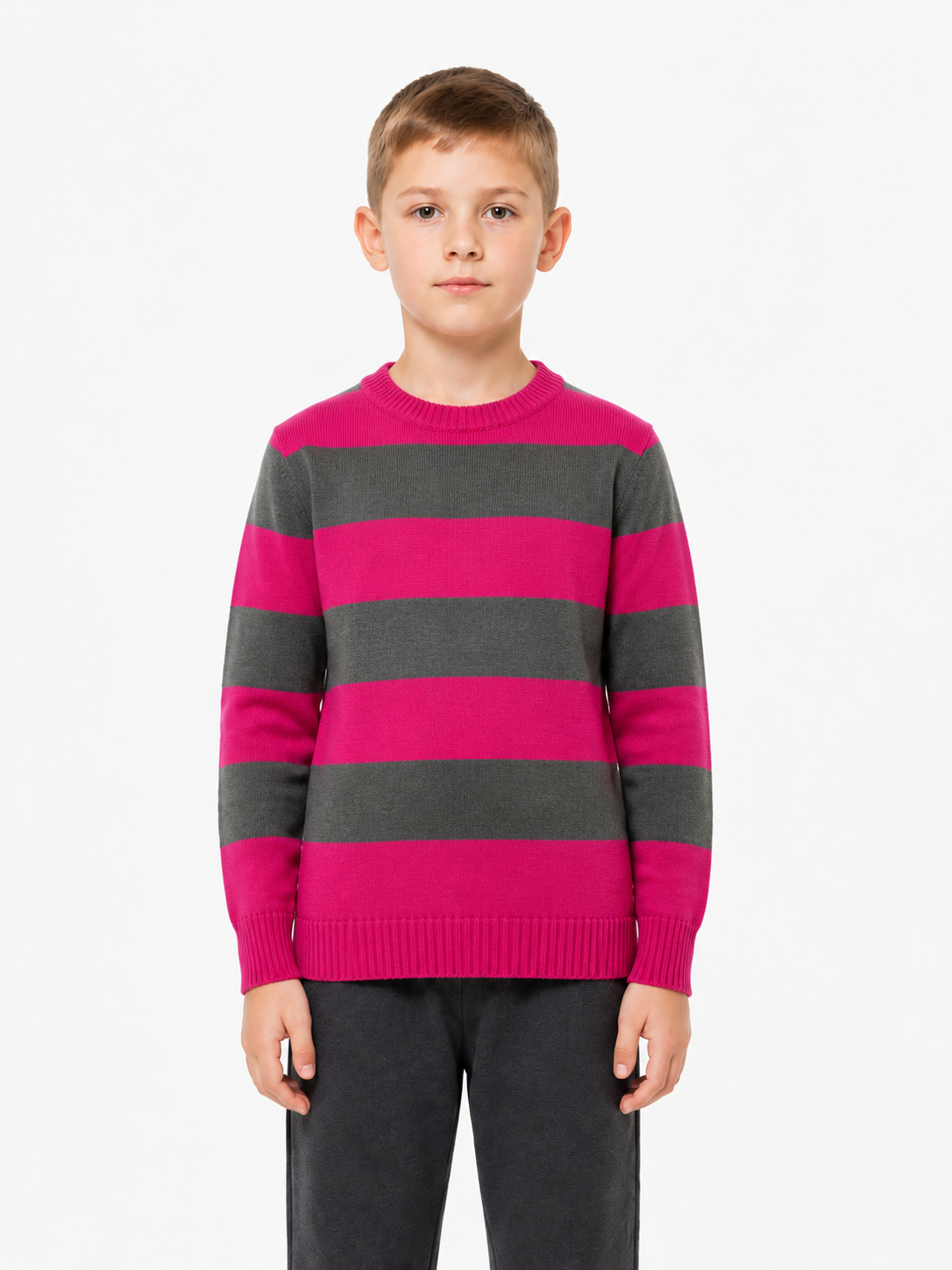 Striped Crew-Neck Long-Sleeve Sweater