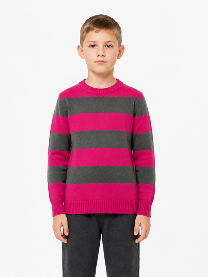 Striped Crew-Neck Long-Sleeve Sweater