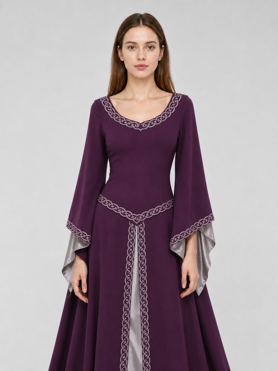 Long Fantasy-Style Dress with Bell Sleeves