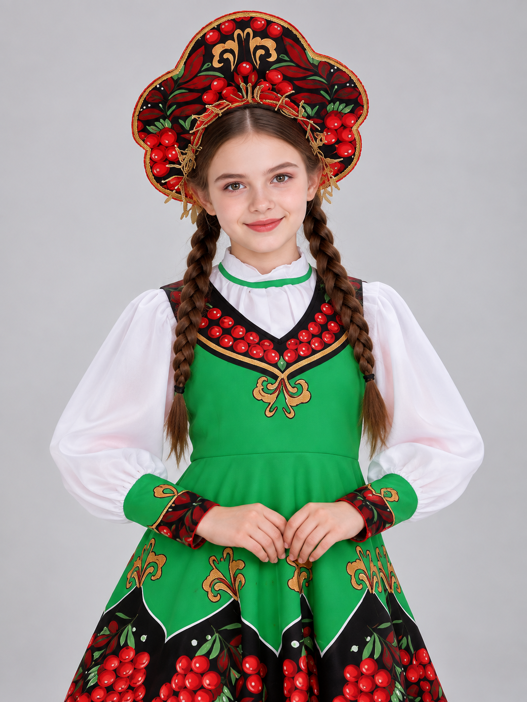 Children's Russian Folk Costume for Performances with Kokoshnik