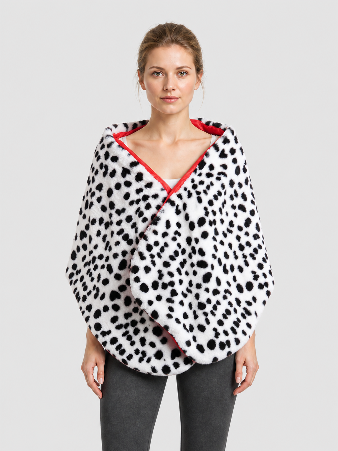 Cruella Cosplay Cape Cloak, Black and White, M–XL product detail 3