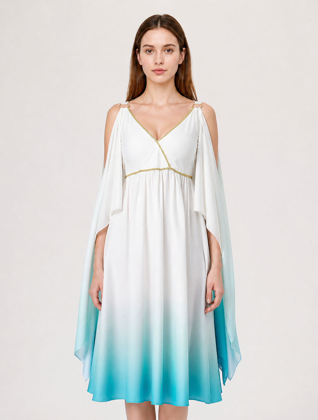 Long Cosplay Dress with Cape Sleeves