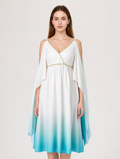 Long Cosplay Dress with Cape Sleeves