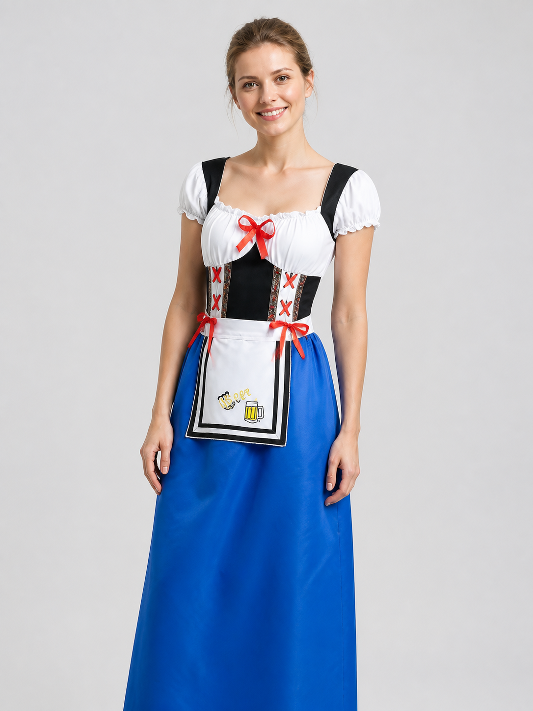 Bavarian Dress Costume with Apron and Beer Glass Print Costume Dresses detail 3