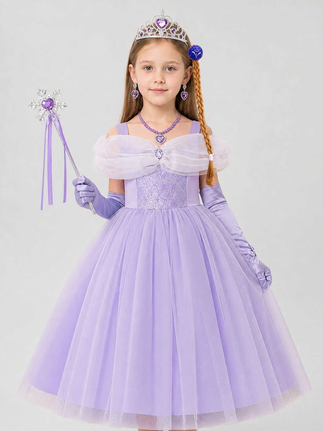 Cinderella Princess Dress with Crown and Accessories Costume Dresses detail 3