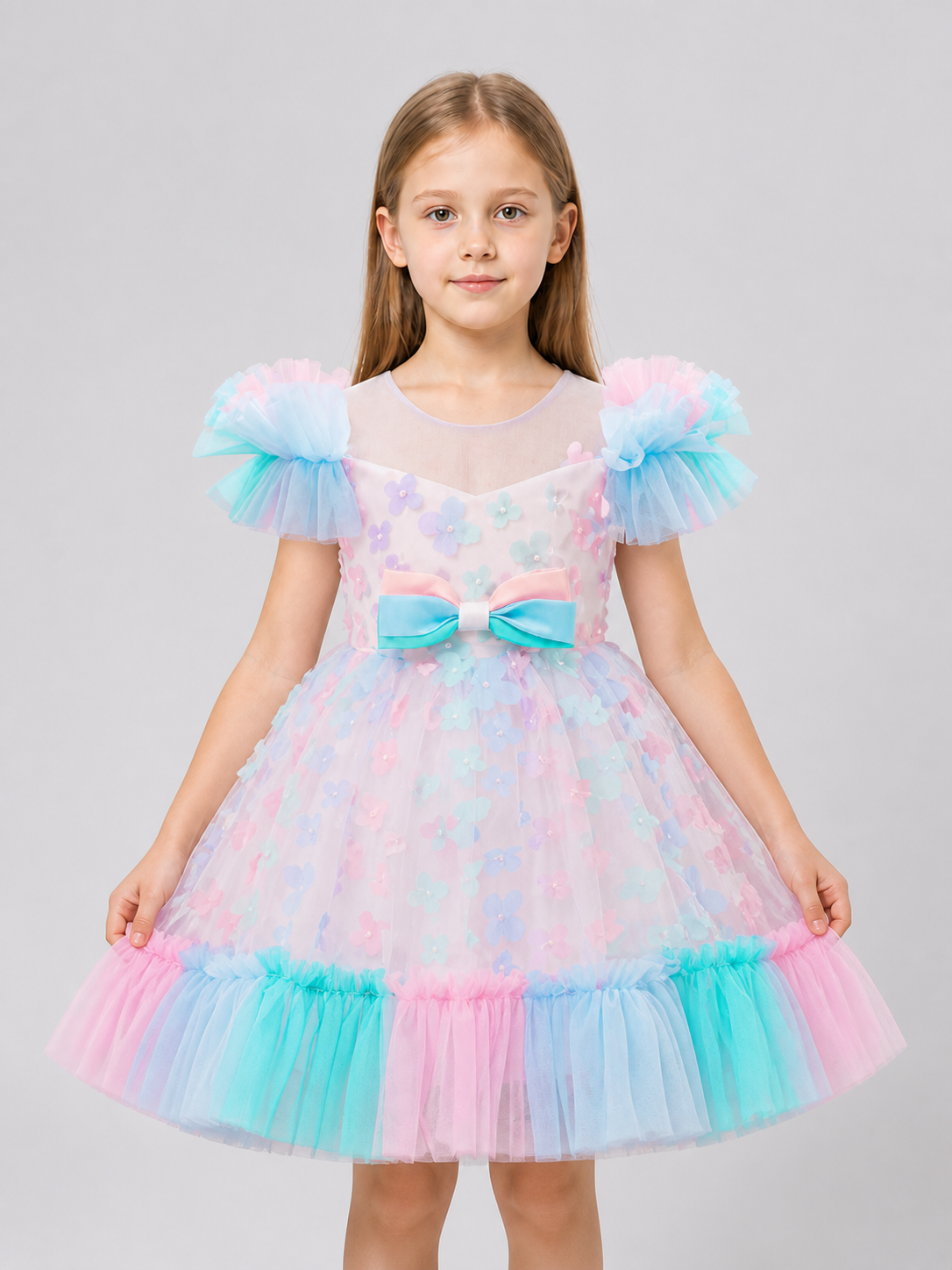 Festive Children’s Princess Dress with Tulle Skirt product detail 3