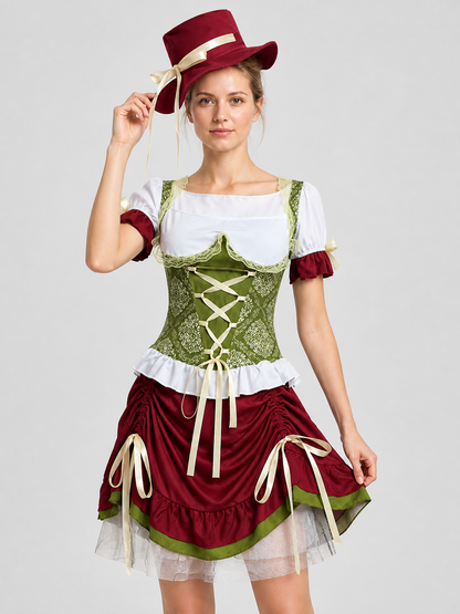 Oktoberfest Costume, Top, Skirt, Hat, and Ribbons Costume Headwear detail 3