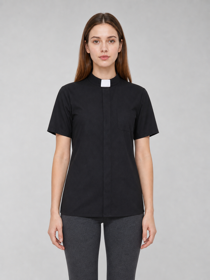 Black cosplay shirt with a stand collar