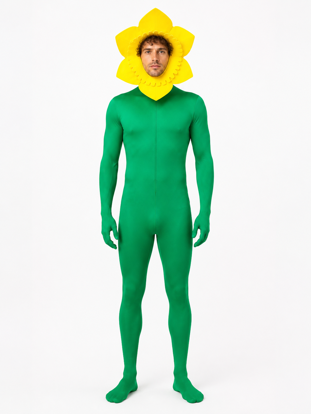 Green one-piece sunflower jumpsuit for cosplay