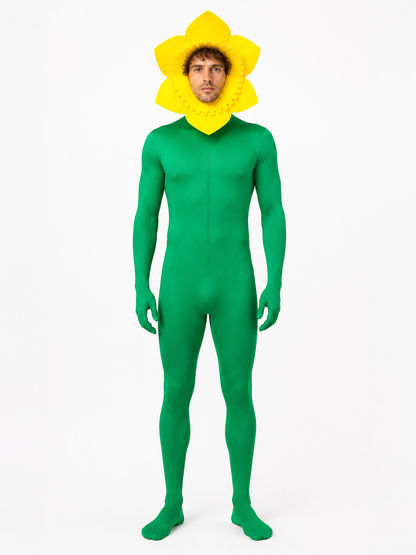 Green one-piece sunflower jumpsuit for cosplay