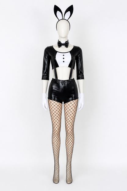 Rabbit Costume for Cosplay, Black and White with Ears
