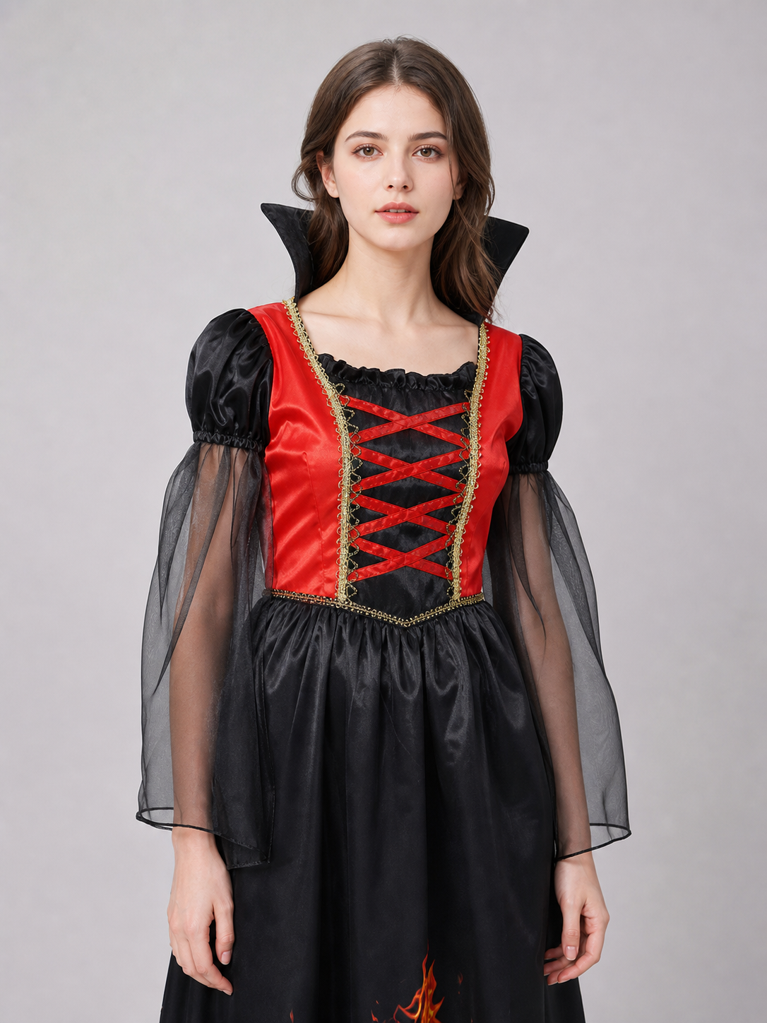 Red-and-Black Cosplay Dress with Accessory