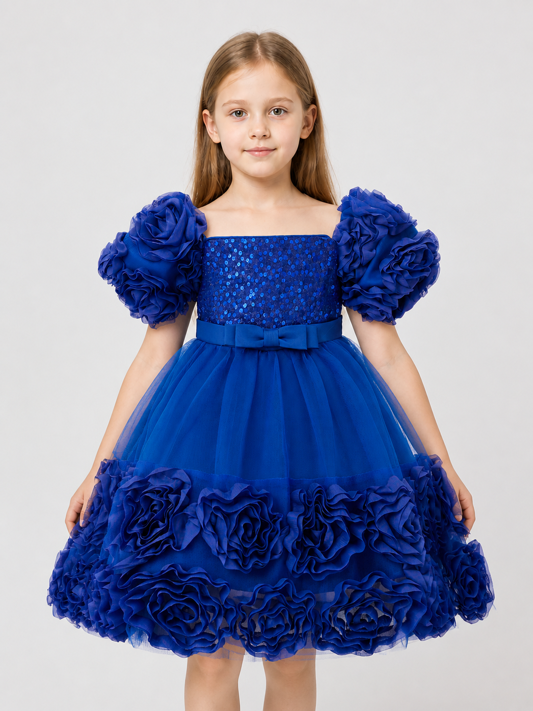 Girls' Puffy Sequin Princess Dress with Bow Costume Dresses detail 3