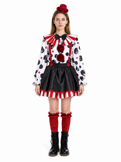 Children's Clown Costume with a Full Skirt and Red Pom-Poms Costumes detail 3