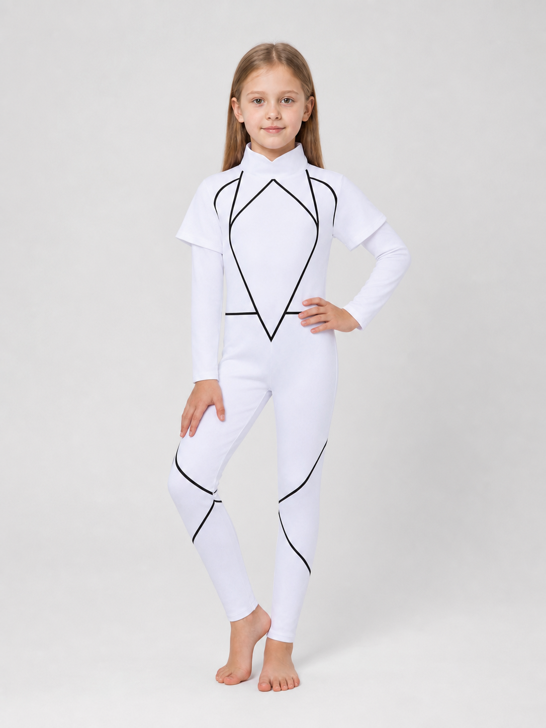 Carly Prasad Cosplay Jumpsuit, White with Black Lines