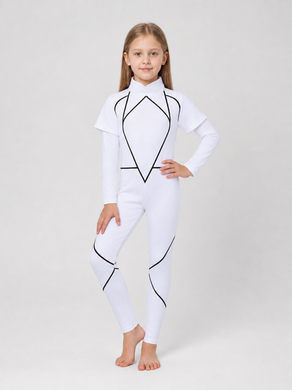 Carly Prasad Cosplay Jumpsuit, White with Black Lines
