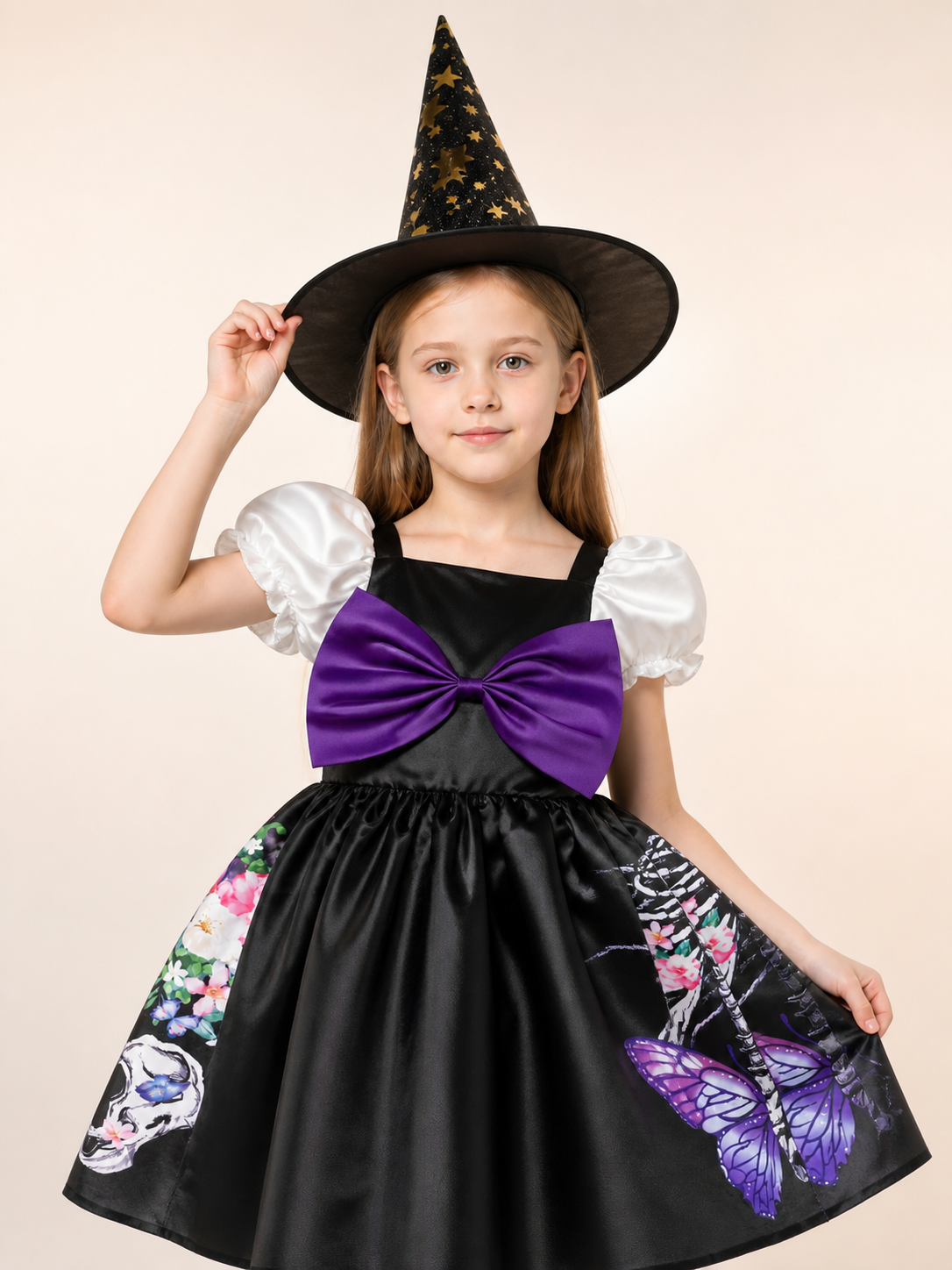 Carnival Costume Set: Witch Dress and Hat Costume Dresses detail 2