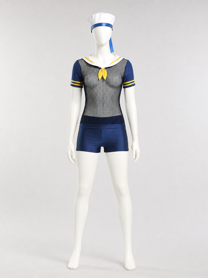 Sailor-Style Jumpsuit with Shorts for Role-Play Looks