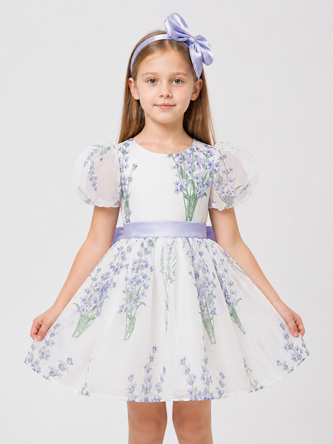 Girls’ Princess Dress with Puff Sleeves and a Bow product detail 3