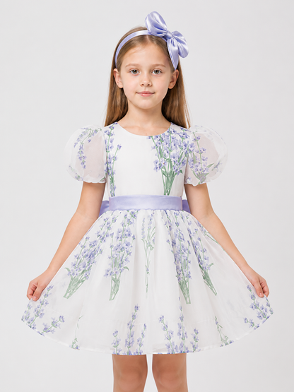 Girls’ Princess Dress with Puff Sleeves and a Bow product detail 3