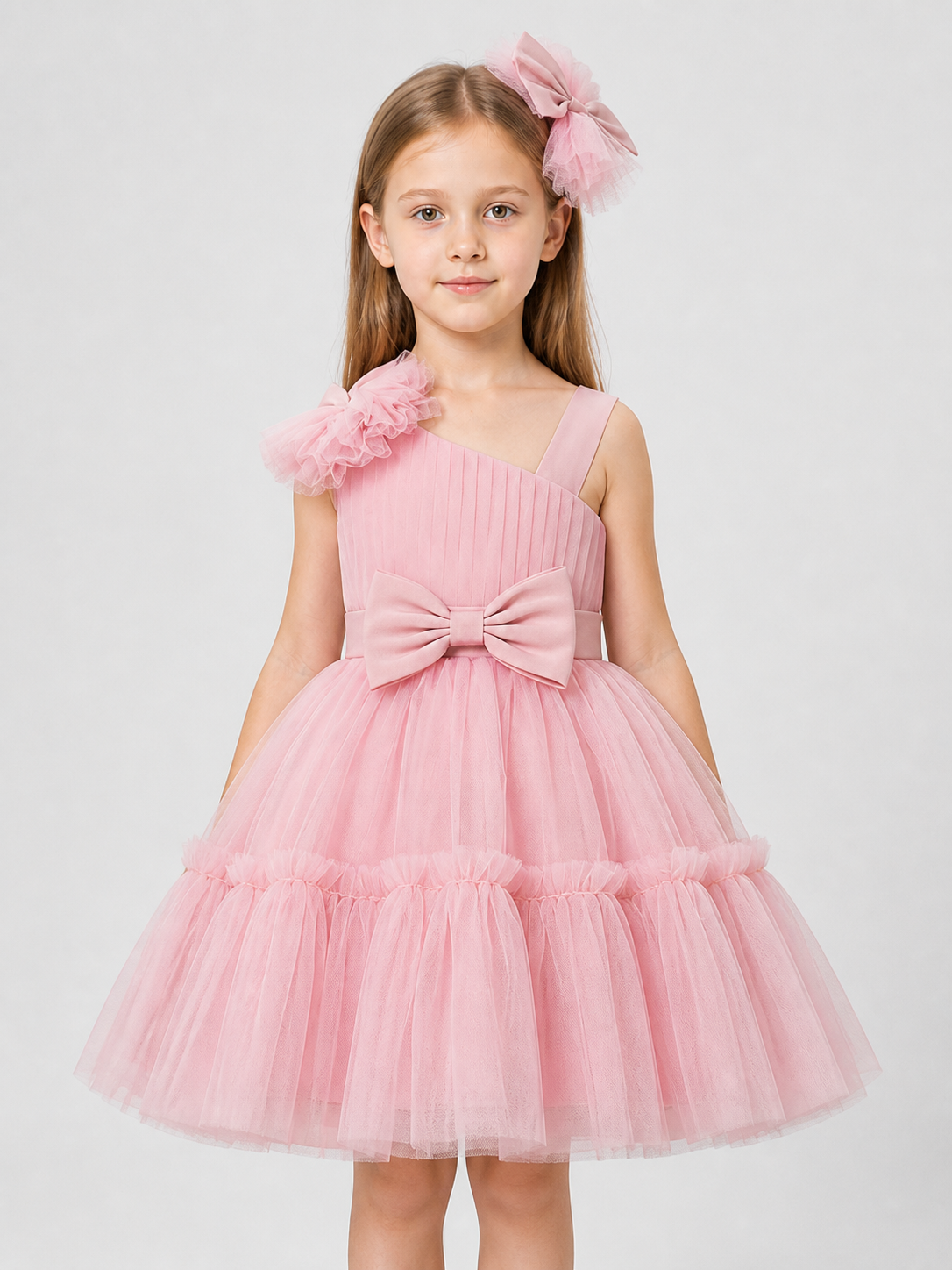 Full Tulle Flower Girl Dress with Bow
