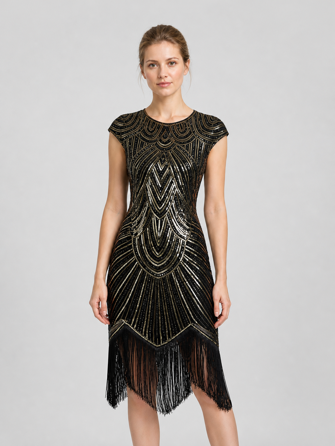 Sequin Dress with Long Fringe, Midi, Fitted Costume Dresses detail 3