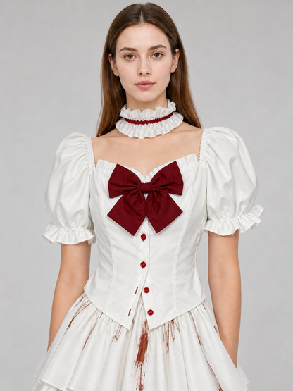 Gothic Cosplay Dress with Bow and Ruffles