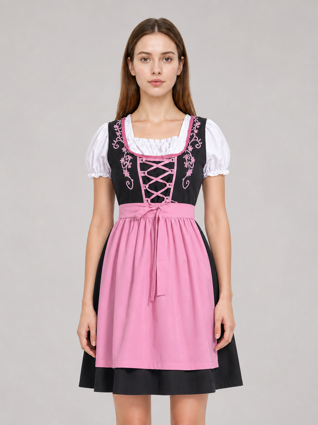 Women's Beer Girl Dress, Bavarian Costume upper body view