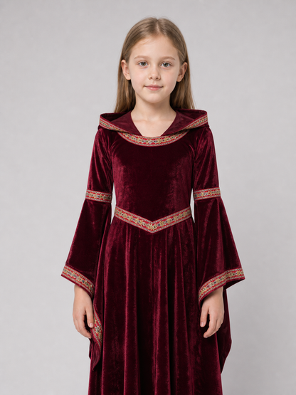 Halloween Vampire Costume — Burgundy Hooded Cloak