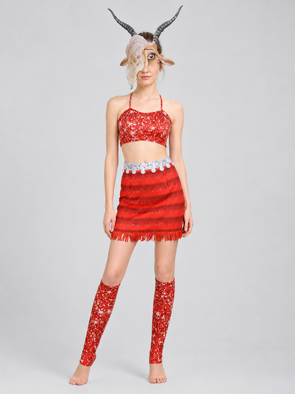 Cosplay Costume with Mask, Top, and Skirt Costume Masks detail 3