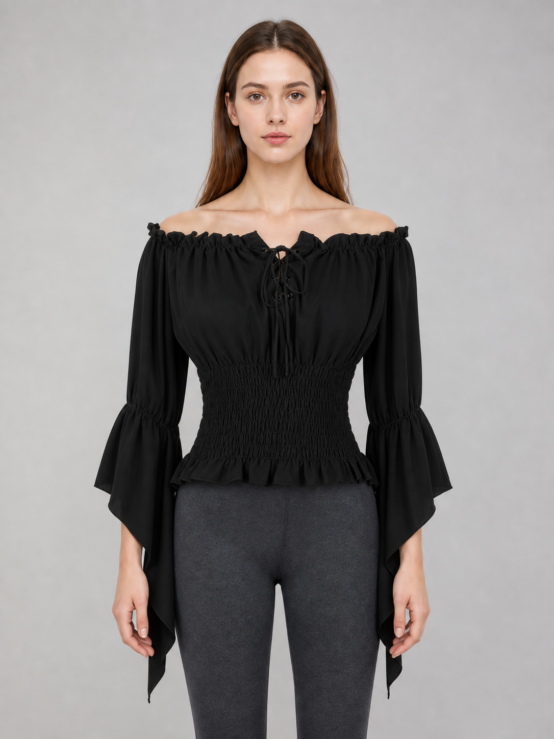 Black Cropped Off-the-Shoulder Blouse