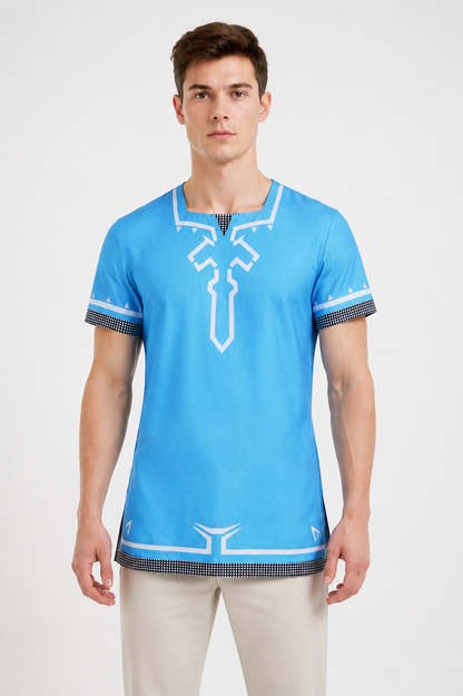 Dress with Short Sleeves and Geometric Pattern Costume Dresses detail 2