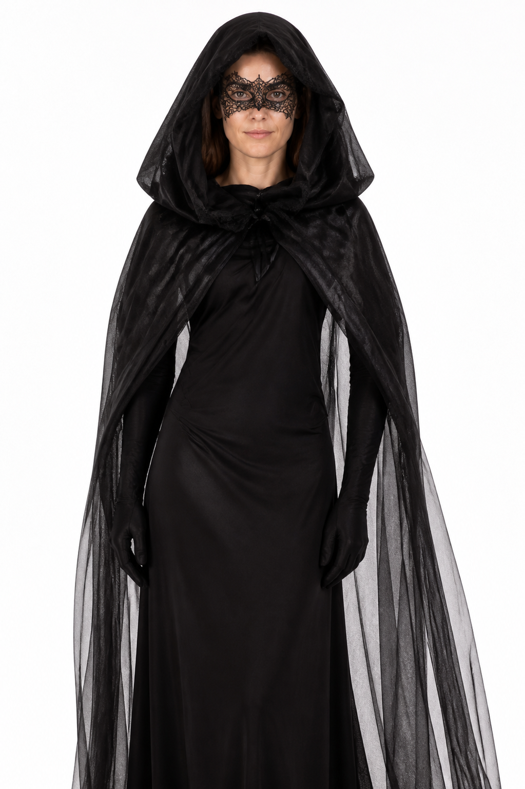 Witch Costume with a Semi-Transparent Cape and Dress Costume Dresses detail 3