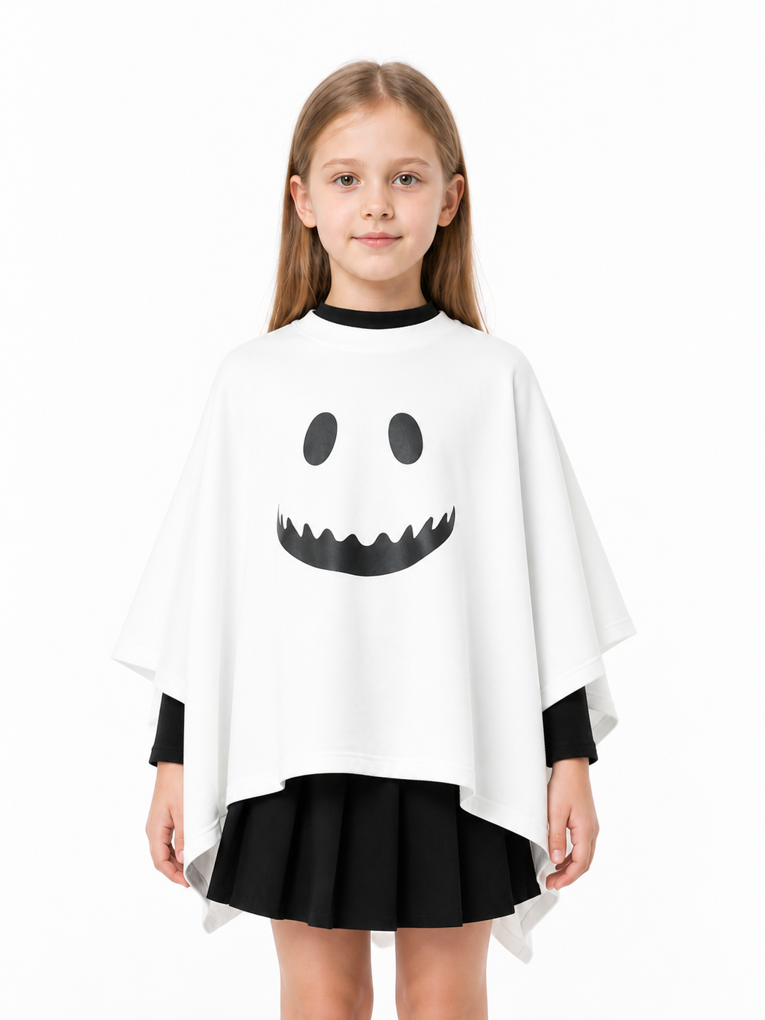 Children's Ghost Cape with Black Print for Halloween Costume Capes detail 3