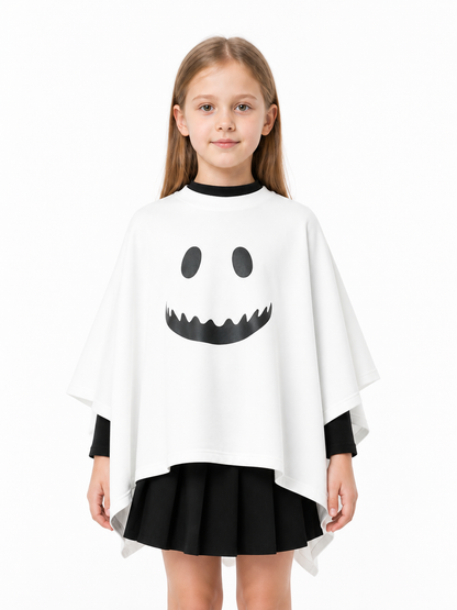 Children's Ghost Cape with Black Print for Halloween Costume Capes detail 3