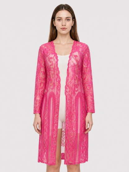 Long Cardigan with Sequins and Baroque Embroidery