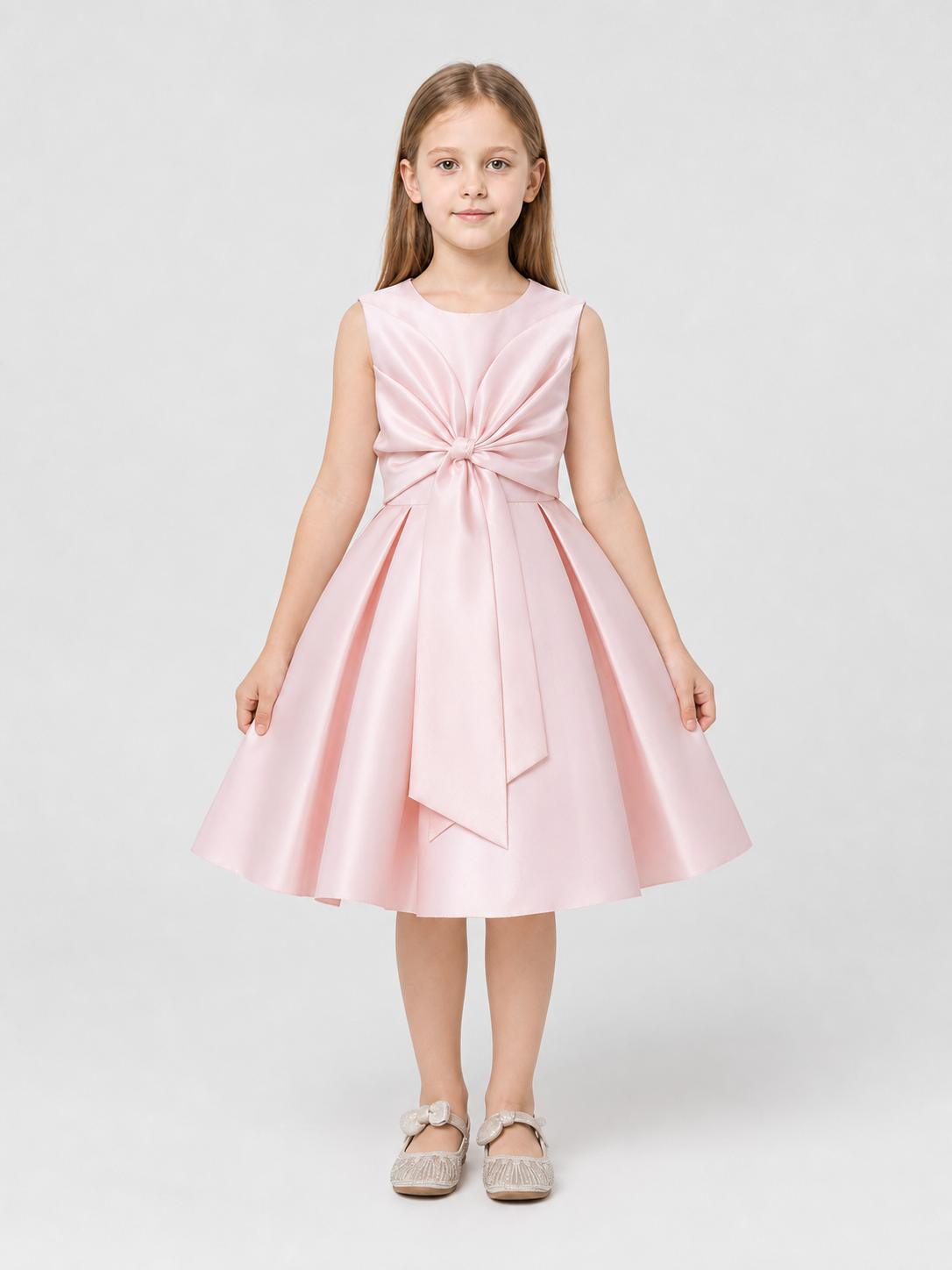 Girls’ Party Midi Dress with Full Skirt and Bow product detail 3