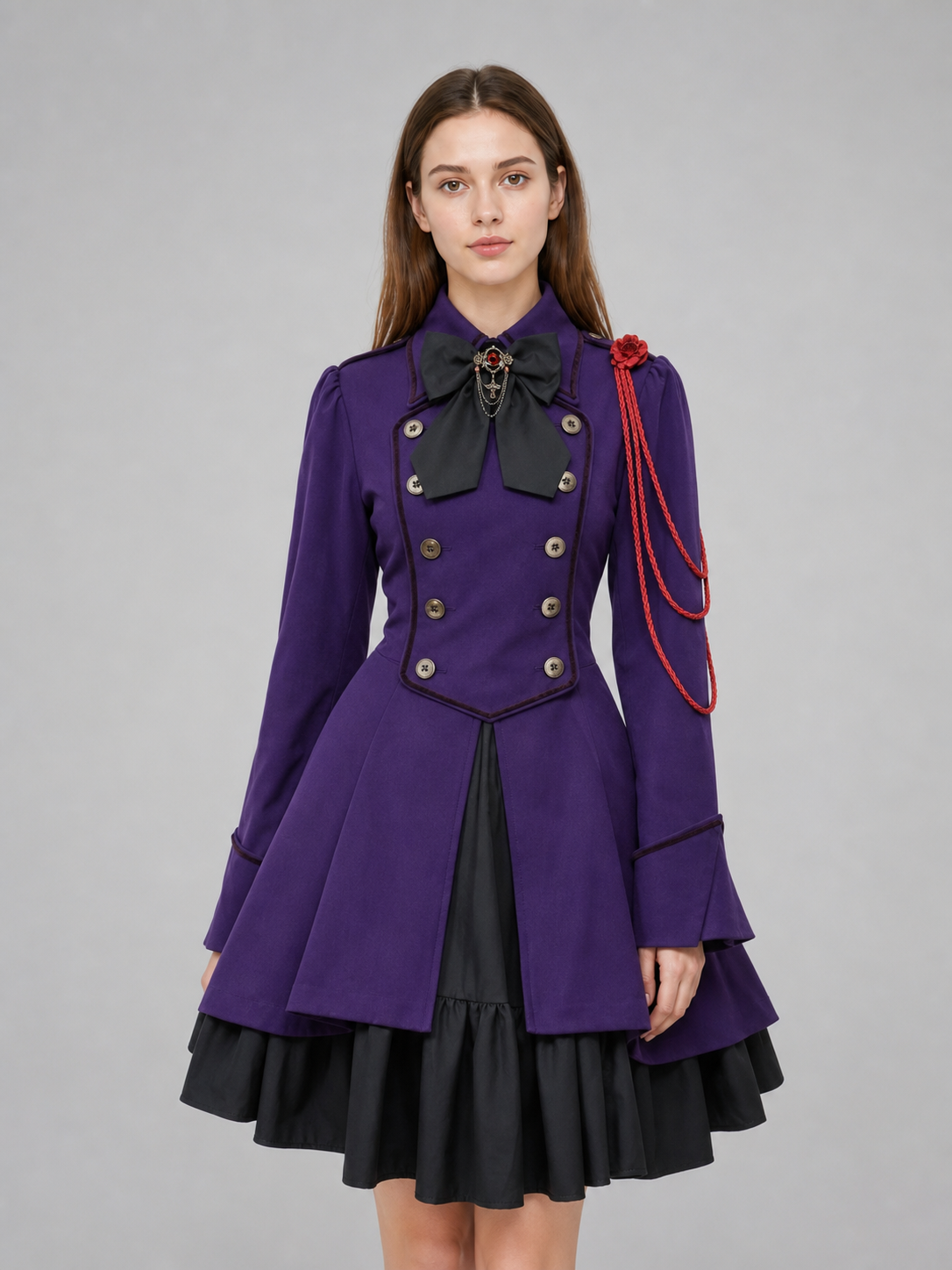 Gothic Steampunk-Style Dress with Long Sleeves